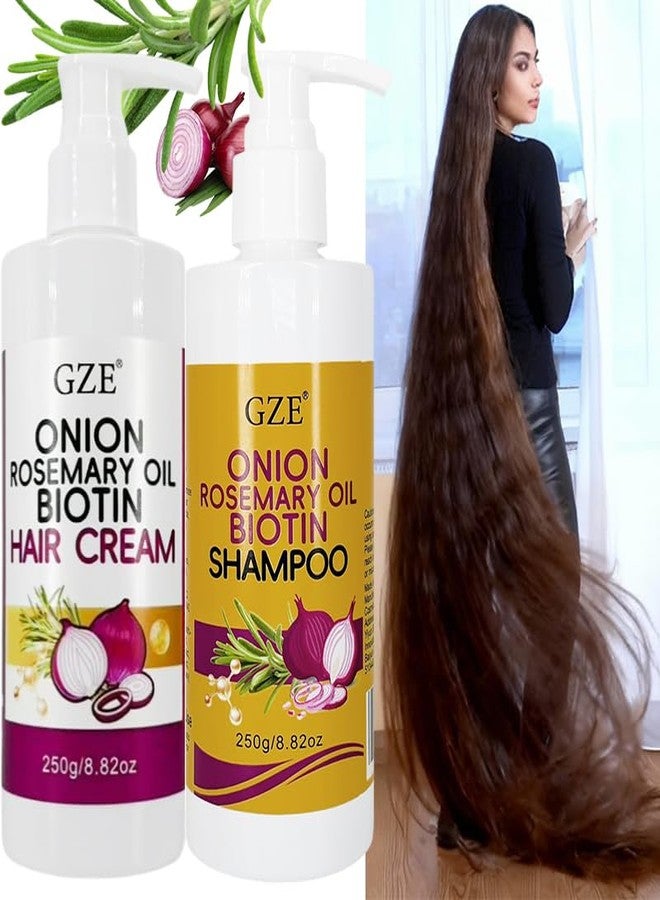 GZE Onion Rosemary Biotin Shampoo & Hair Cream Set (2 Pack) - for Hair Growth, Hair Loss Control, Damaged Hair Repair - with Onion Oil, Rosemary Oil & Biotin - 250g x 2 - Image 3